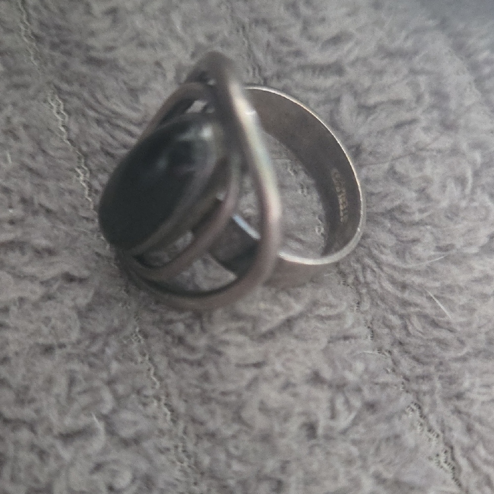Black Stone Silver Ring - image 2